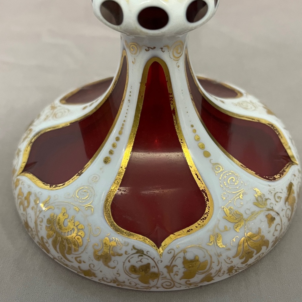 This is an antique Bohemian overlay glass vase. - Picture 7 of 7